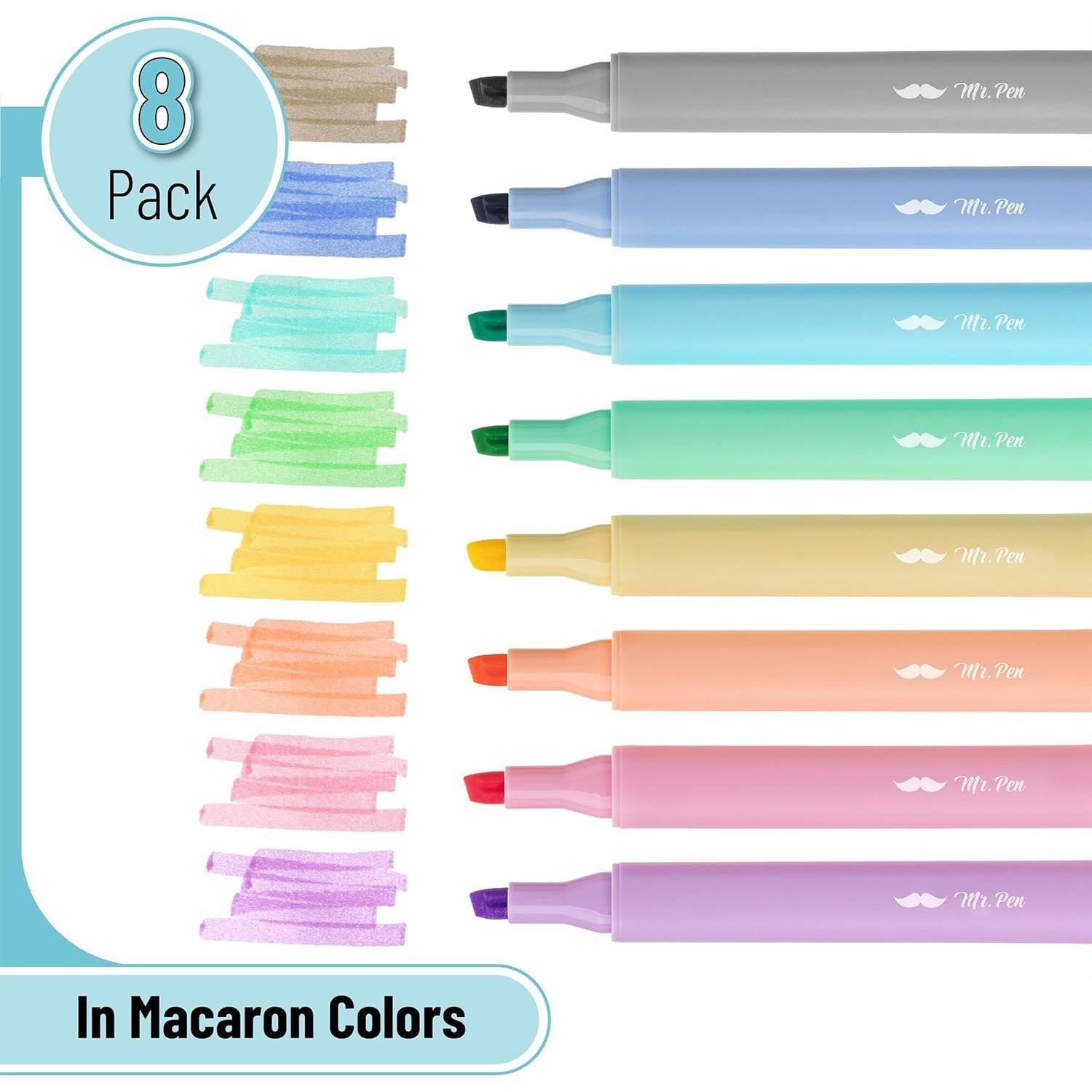 Marcadores Fluorescentes Mr. Pen, 8 Colores Macaron, 0.5mm