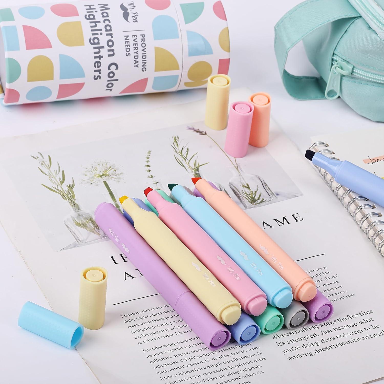 Marcadores Fluorescentes Mr. Pen, 8 Colores Macaron, 0.5mm