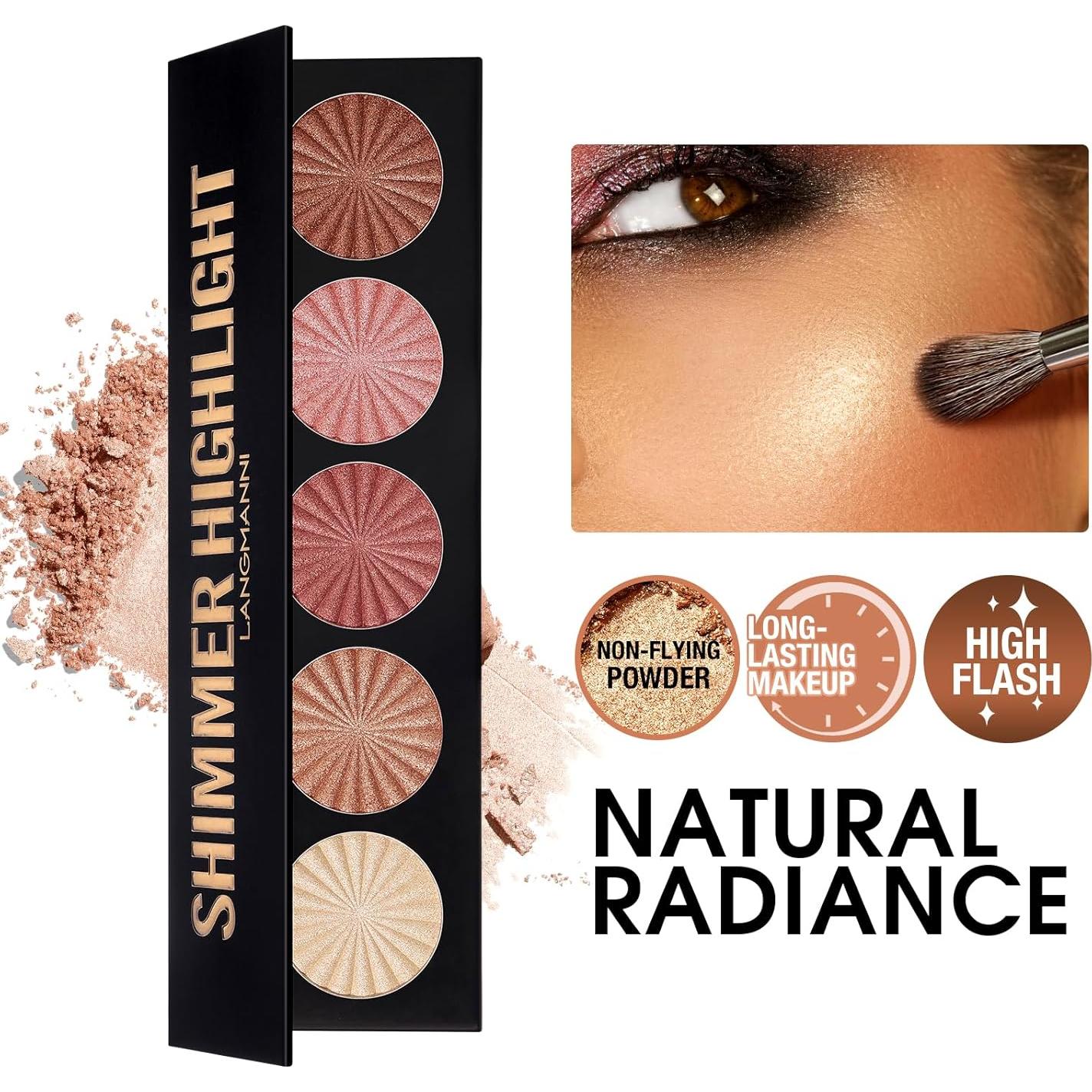 Paleta de Polvo Iluminador LANGMANNI 5 Colores 100g