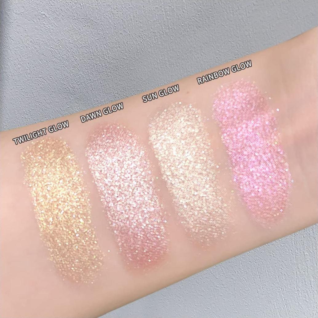 Paleta de Iluminador Facial ELESSY - Brillo Solar, 4 Tonos