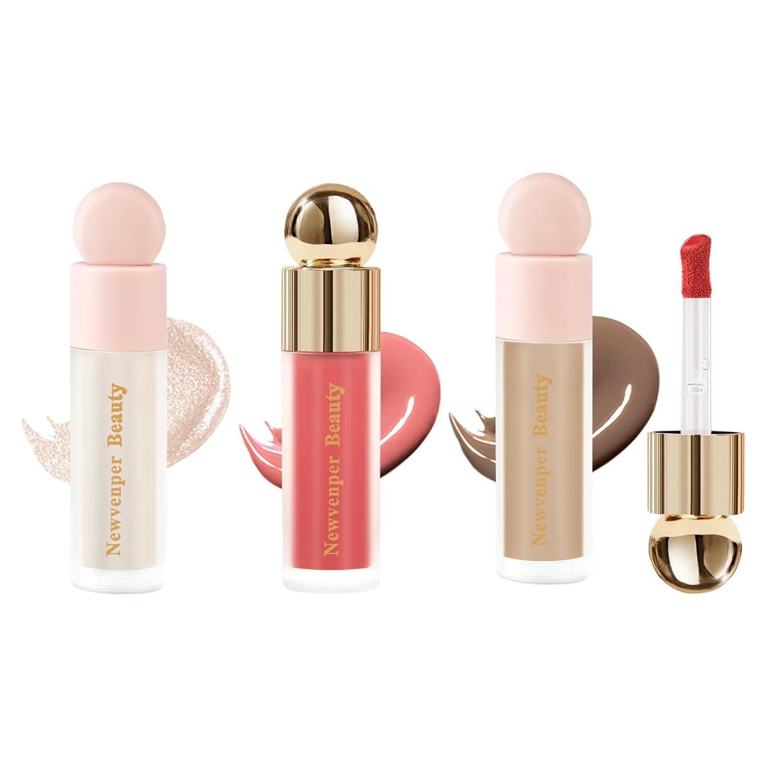 Set de Maquillaje 3 Piezas Newvenper: Contorno, Rubor e Iluminador