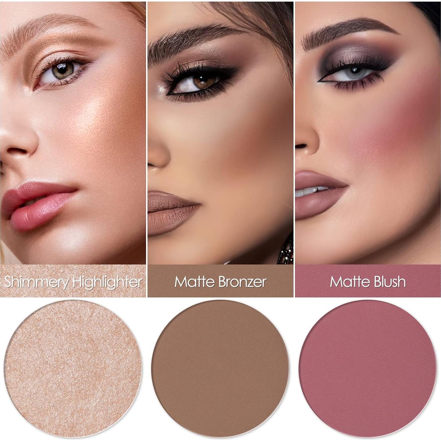 Paleta de Rubor e Iluminador FOCALLURE 3 en 1 - #10