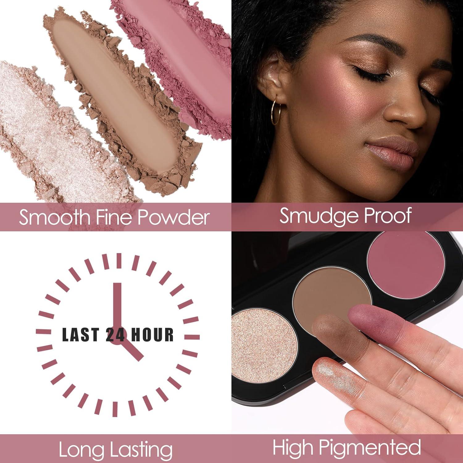 Paleta de Rubor e Iluminador FOCALLURE 3 en 1 - #10