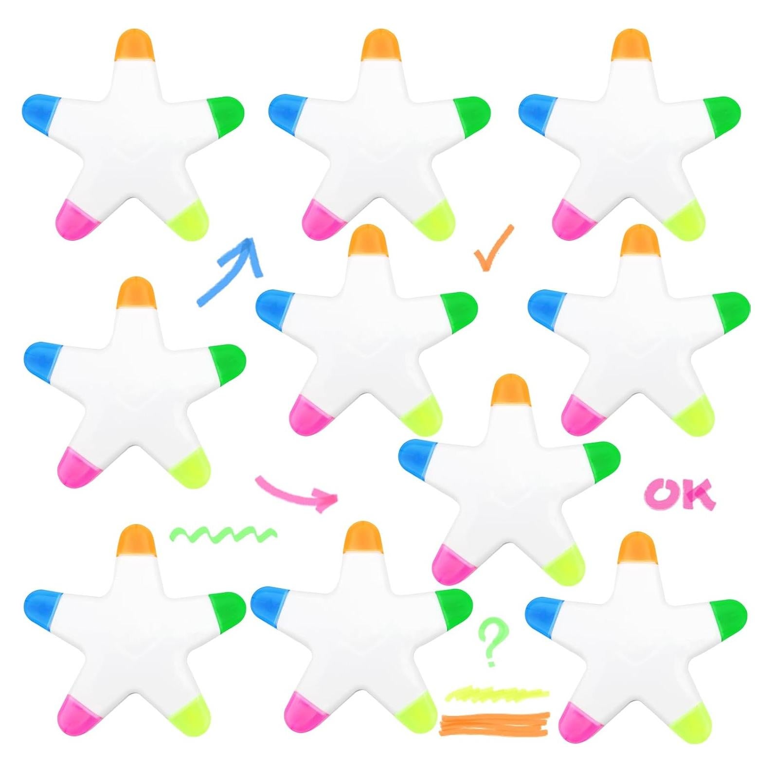 10 Marcadores Estrella Fluorescentes SAYAYA 5-en-1 Multicolor