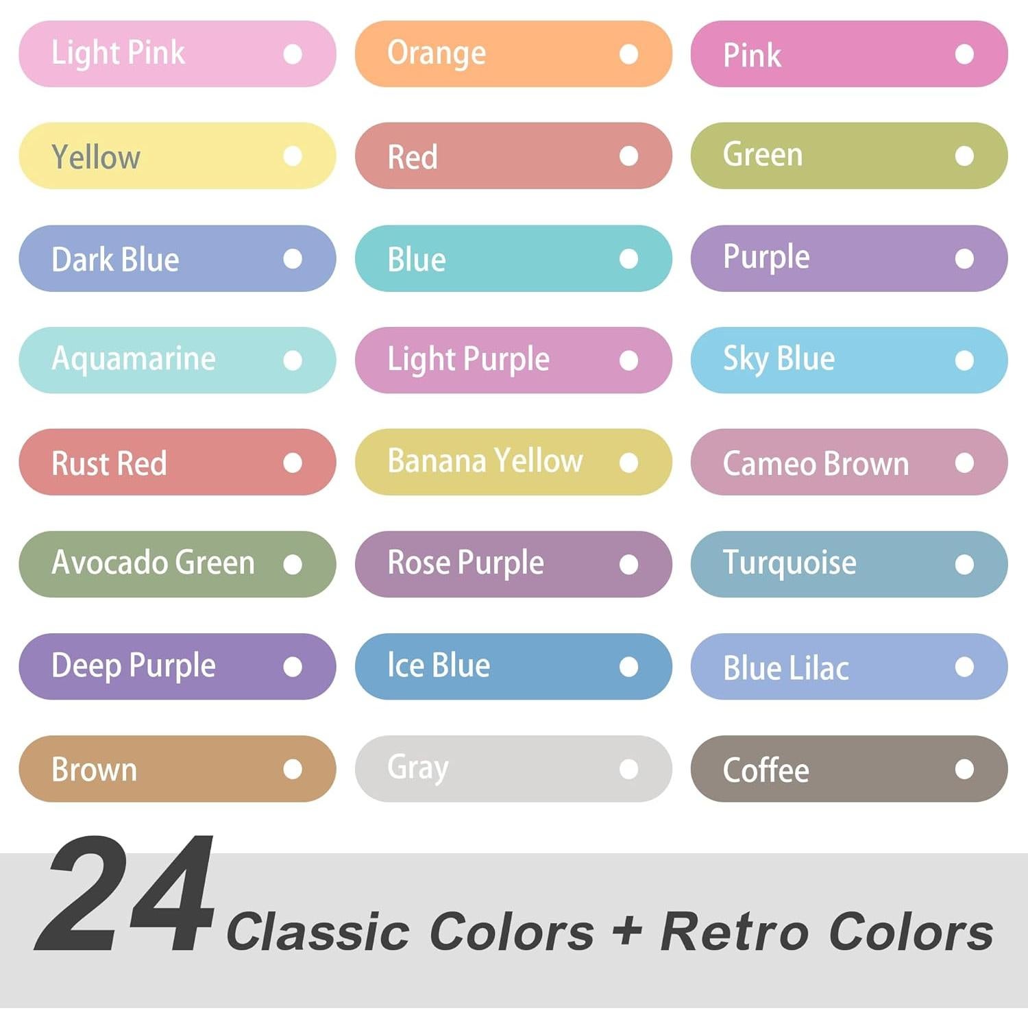 Juego de Marcadores Fluorescentes Pastel HANKU 24 Colores