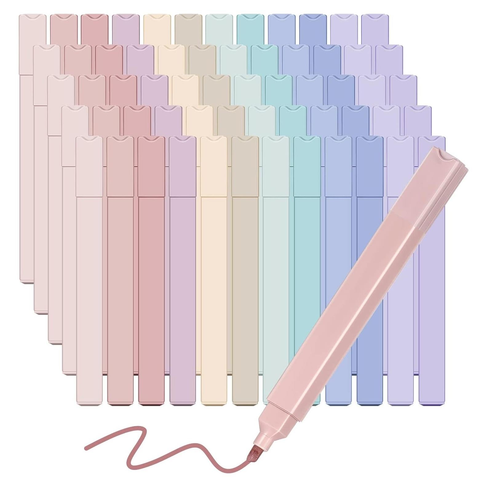 Marcadores Fluorescentes Pastel PerKoop 60 Pcs Punta Cincel