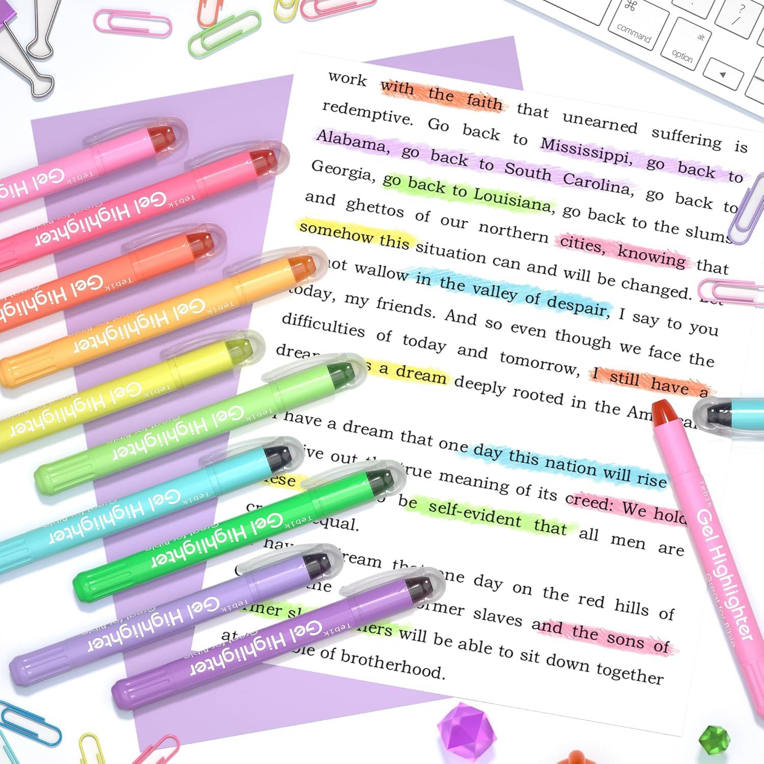 Marcadores de Gel Tebik 10 Colores Fluorescentes 0.7mm