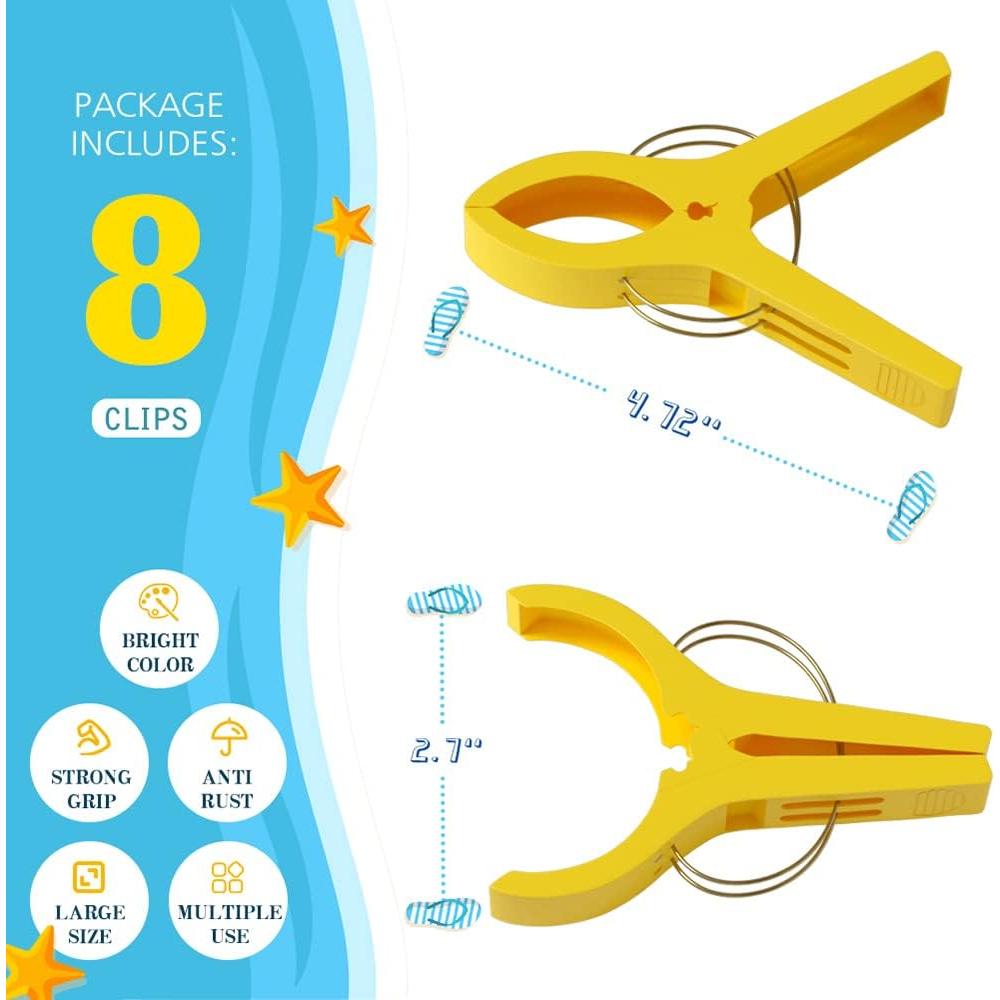 Pinzas de Toalla de Playa Danmu - Multicolor 8 Piezas