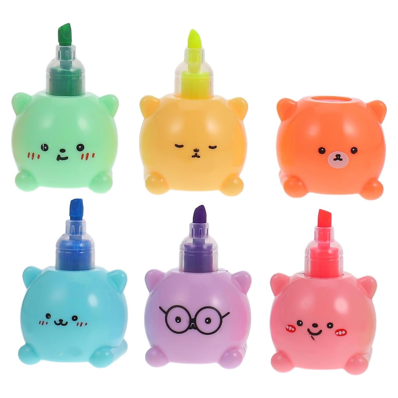 Marcadores Fluorescentes en Forma de Oso MAGICLULU 6 Pcs