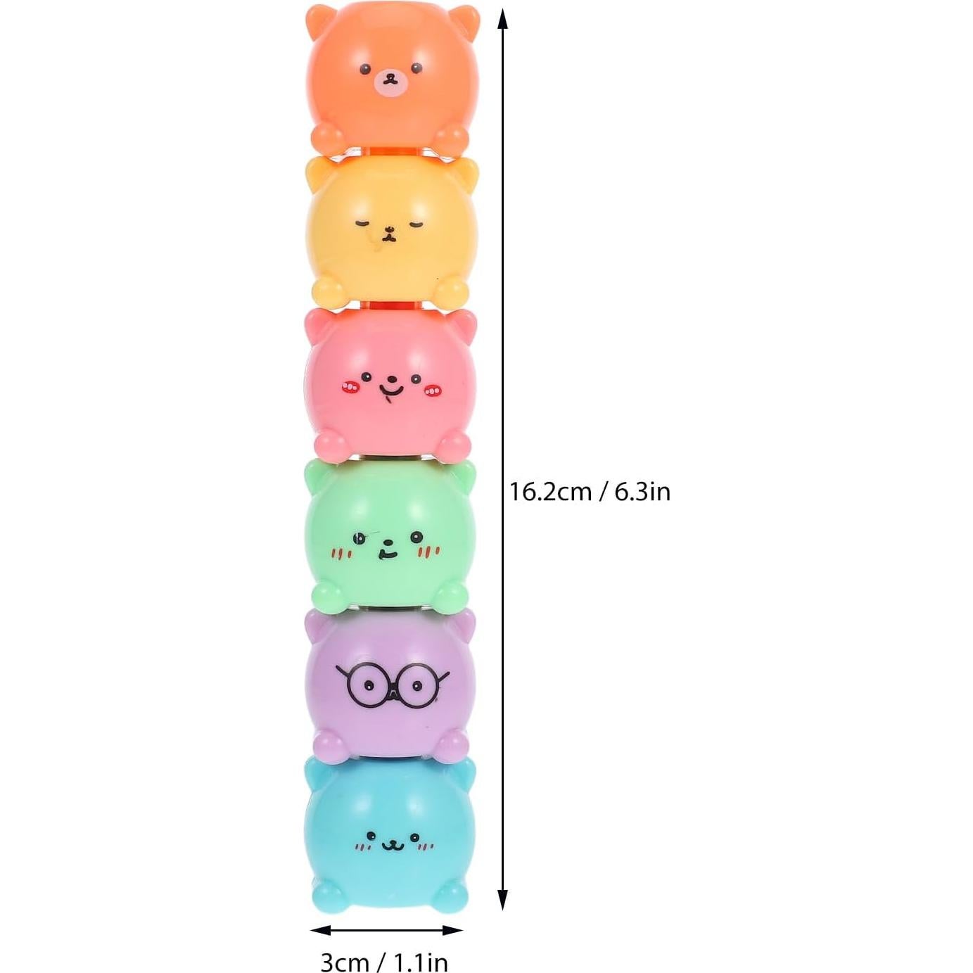 Marcadores Fluorescentes en Forma de Oso MAGICLULU 6 Pcs