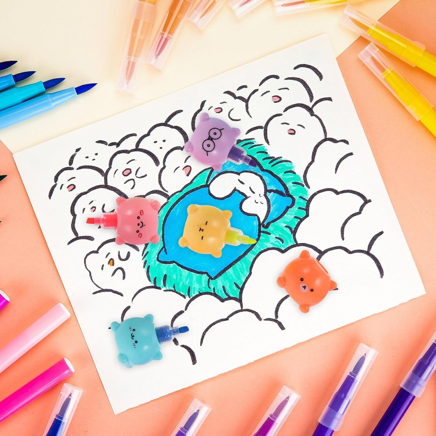 Marcadores Fluorescentes en Forma de Oso MAGICLULU 6 Pcs