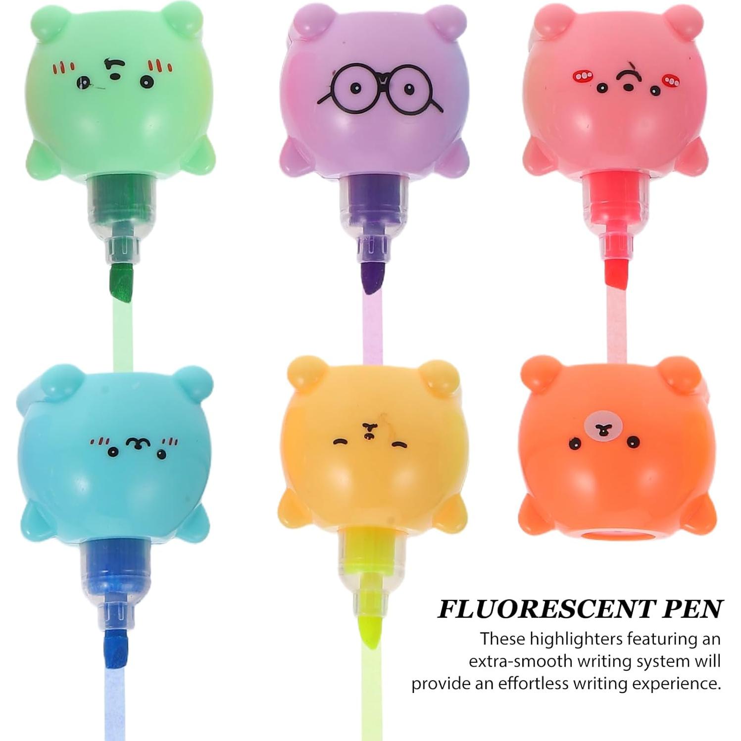 Marcadores Fluorescentes en Forma de Oso MAGICLULU 6 Pcs
