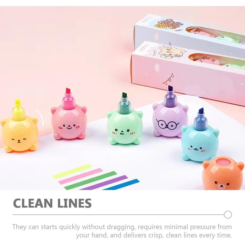 Marcadores Fluorescentes en Forma de Oso MAGICLULU 6 Pcs