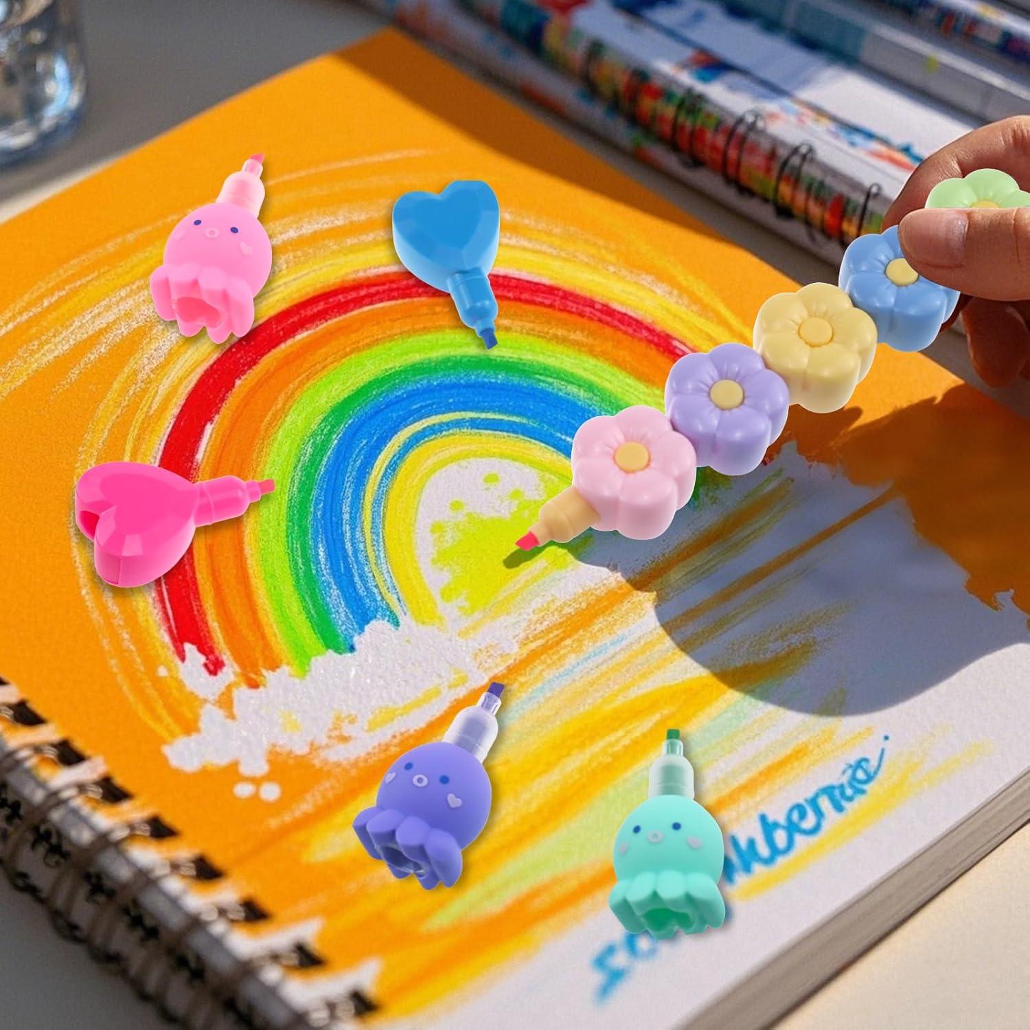 Conjunto de 4 Mini Marcadores Fluorescentes Baowindy Pastel