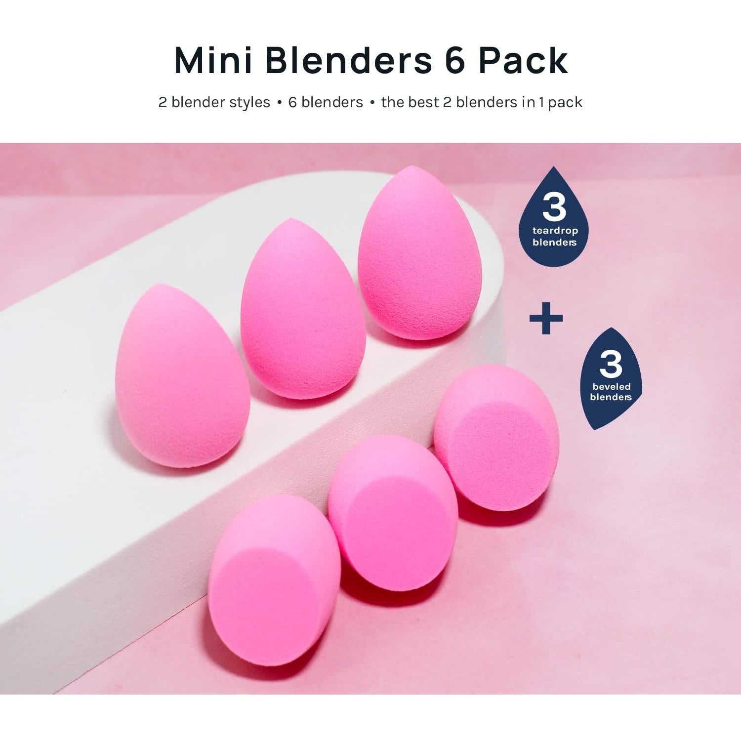 Conjunto de Esponjas de Maquillaje AOA Studio 6 Piezas Rosa