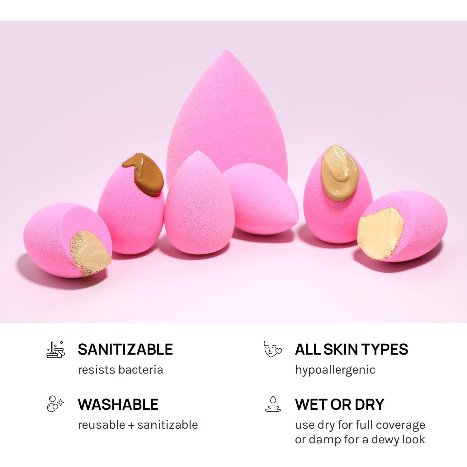 Conjunto de Esponjas de Maquillaje AOA Studio 6 Piezas Rosa