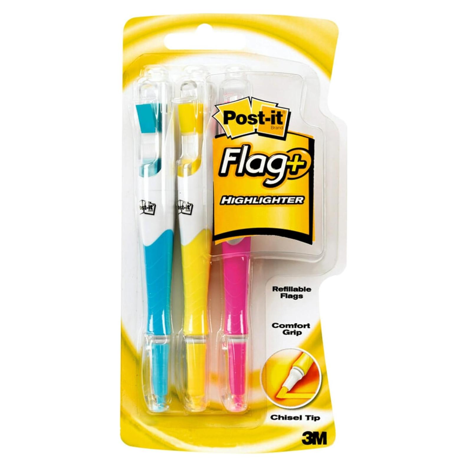 Marcador Post-it Flag+ con 50 Banderas Amarillo, Rosa, Azul