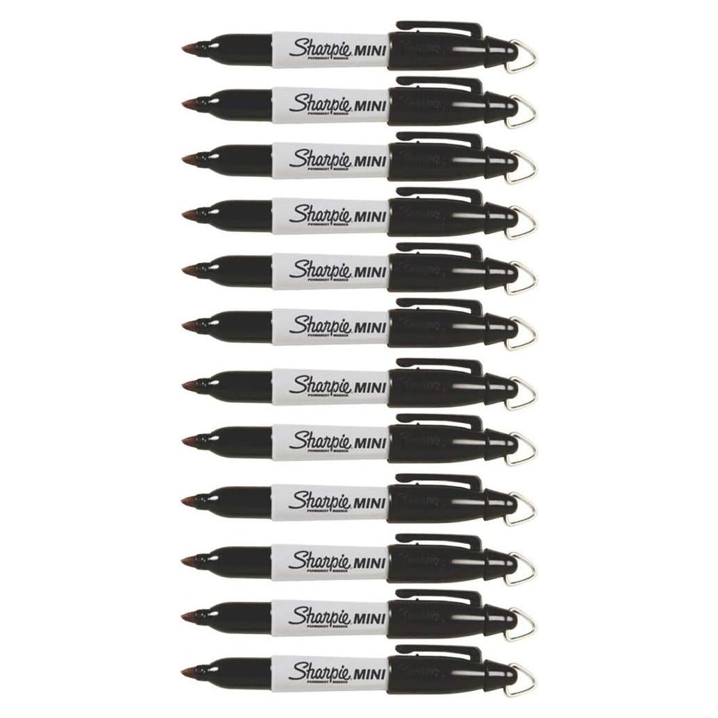 Marcadores Permanentes Sharpie Mini, Punta Fina, 12 Unidades, Negro