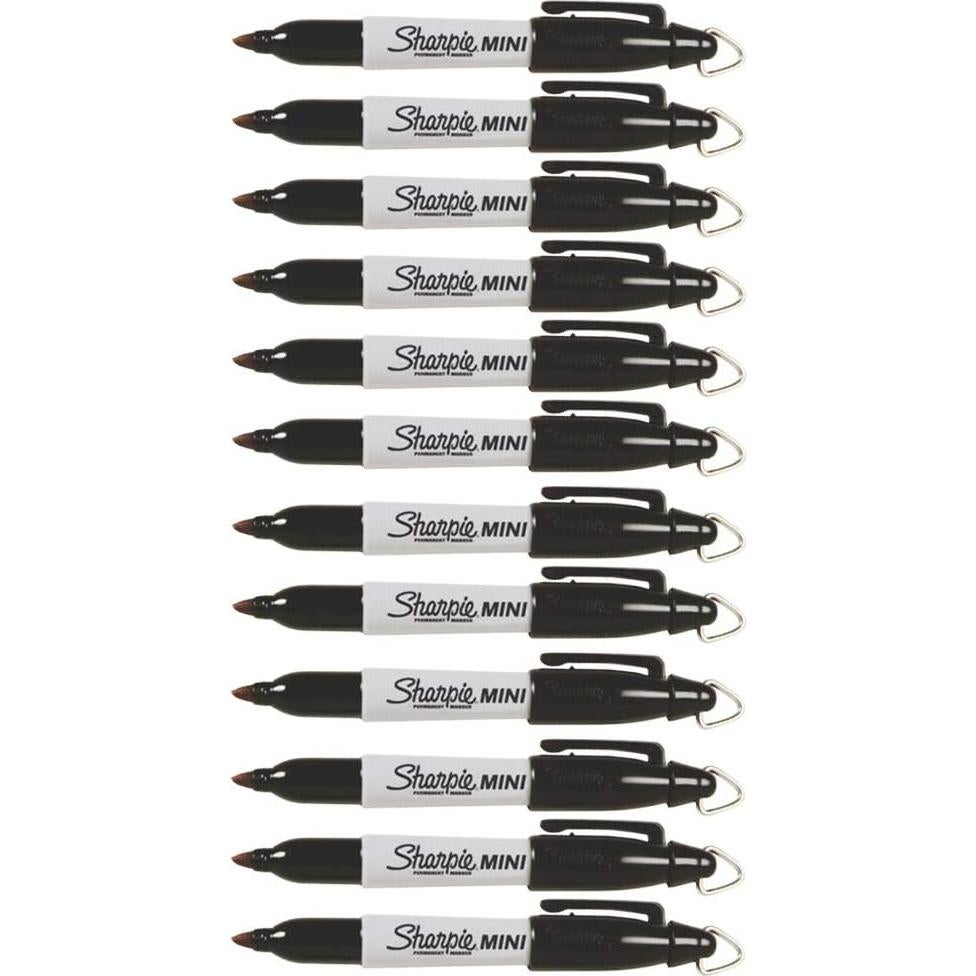 Marcadores Permanentes Sharpie Mini, Punta Fina, 12 Unidades, Negro