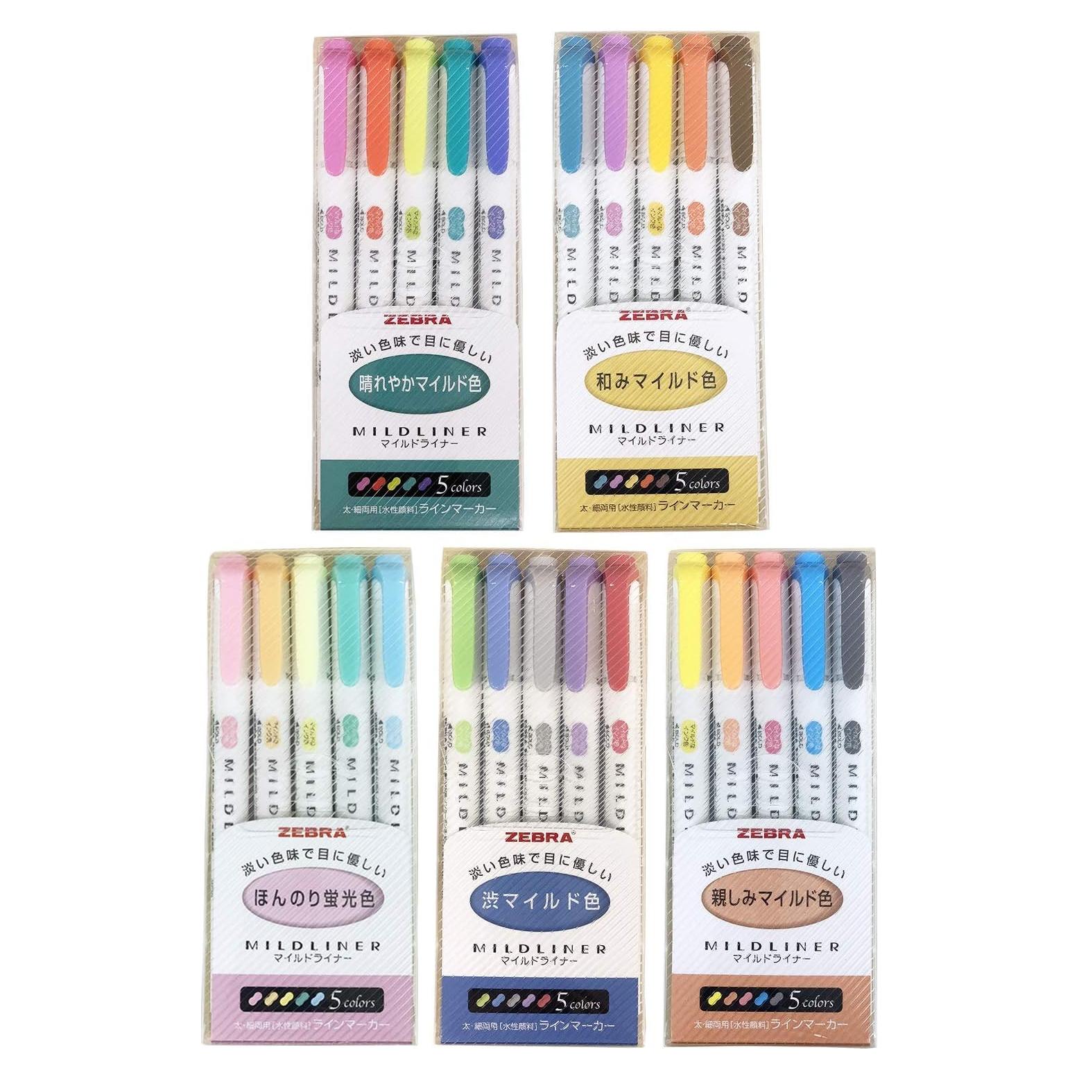 Marcadores Pastel Zebra Mildliner WKT7 - Paquete de 25