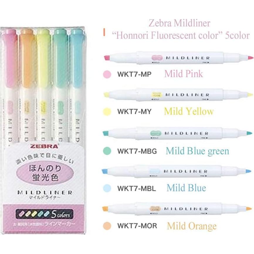 Marcadores Pastel Zebra Mildliner WKT7 - Paquete de 25