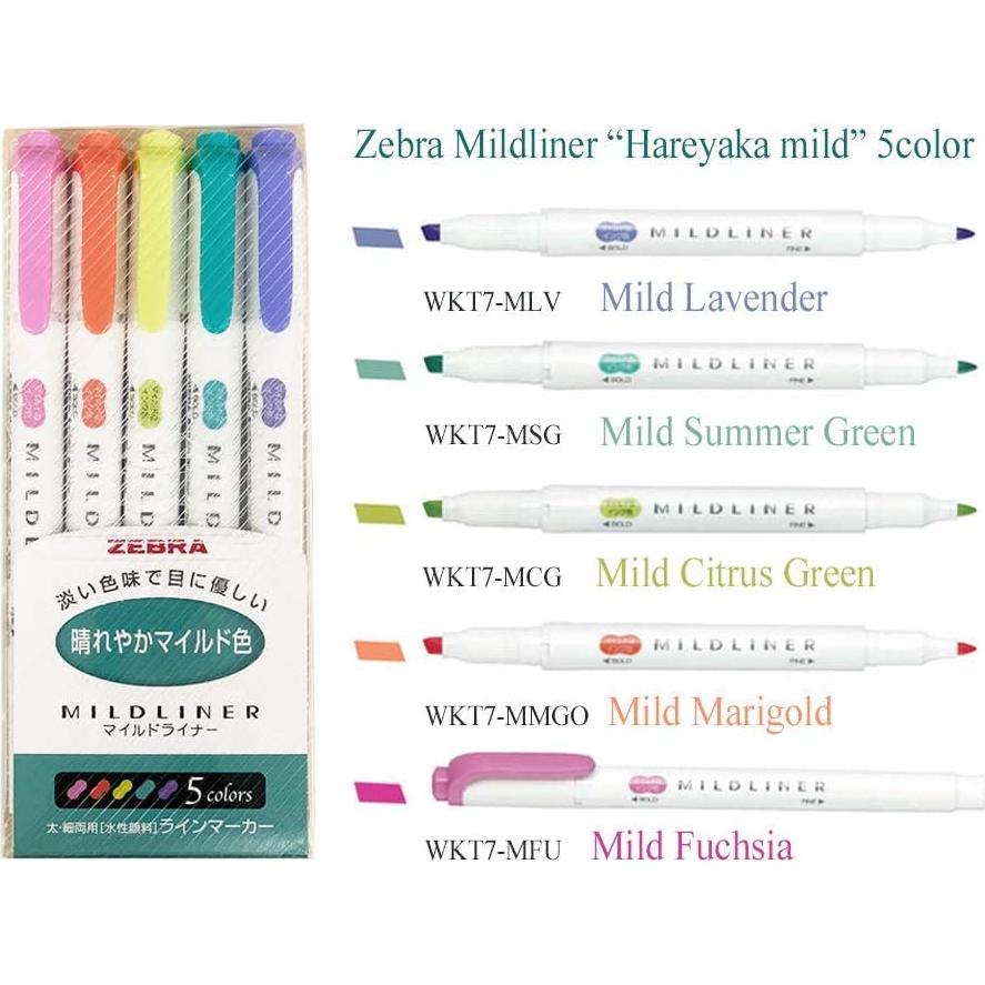 Marcadores Pastel Zebra Mildliner WKT7 - Paquete de 25