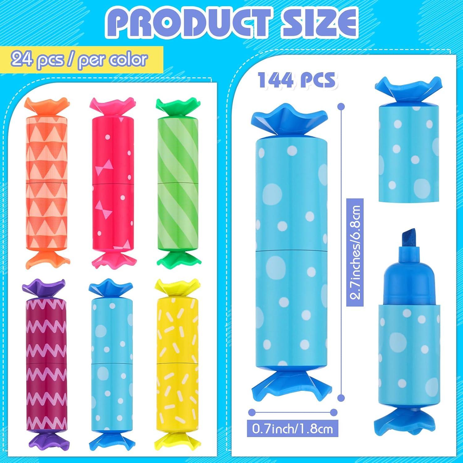 144 Mini Resaltadores Teling Geometría 6 Colores Pastel