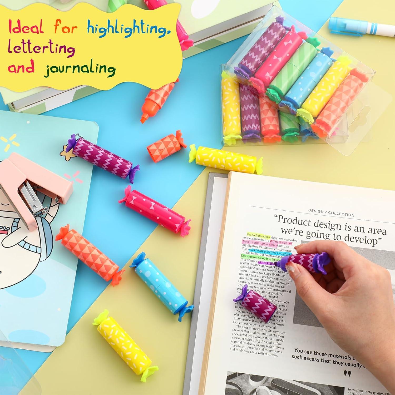 144 Mini Resaltadores Teling Geometría 6 Colores Pastel