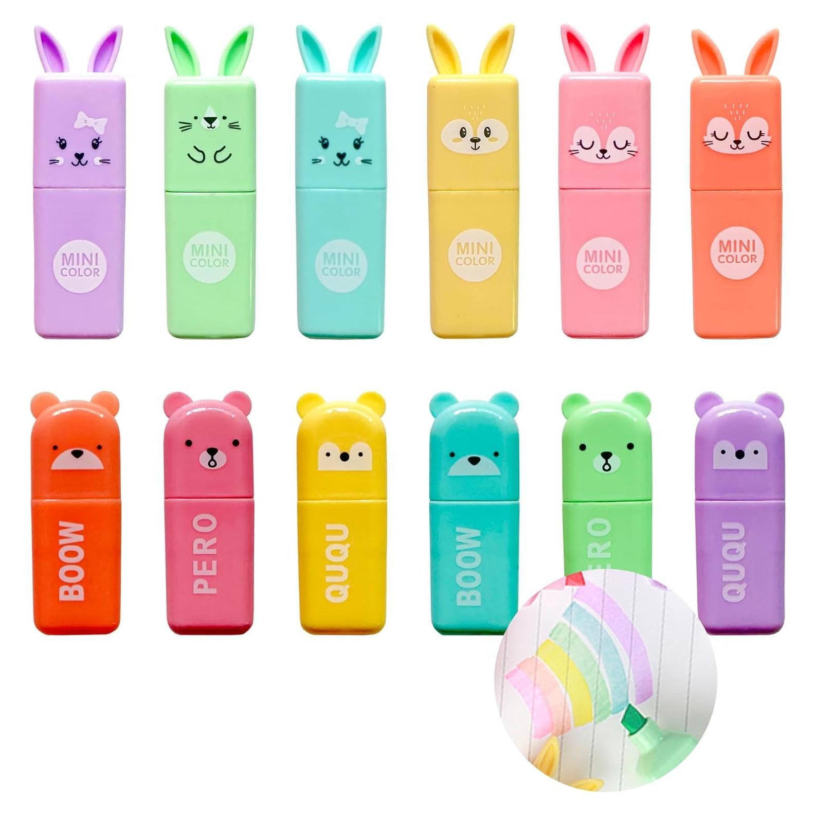 Set de 24 Mini Marcadores Fluorescentes Corbekel Kawaii