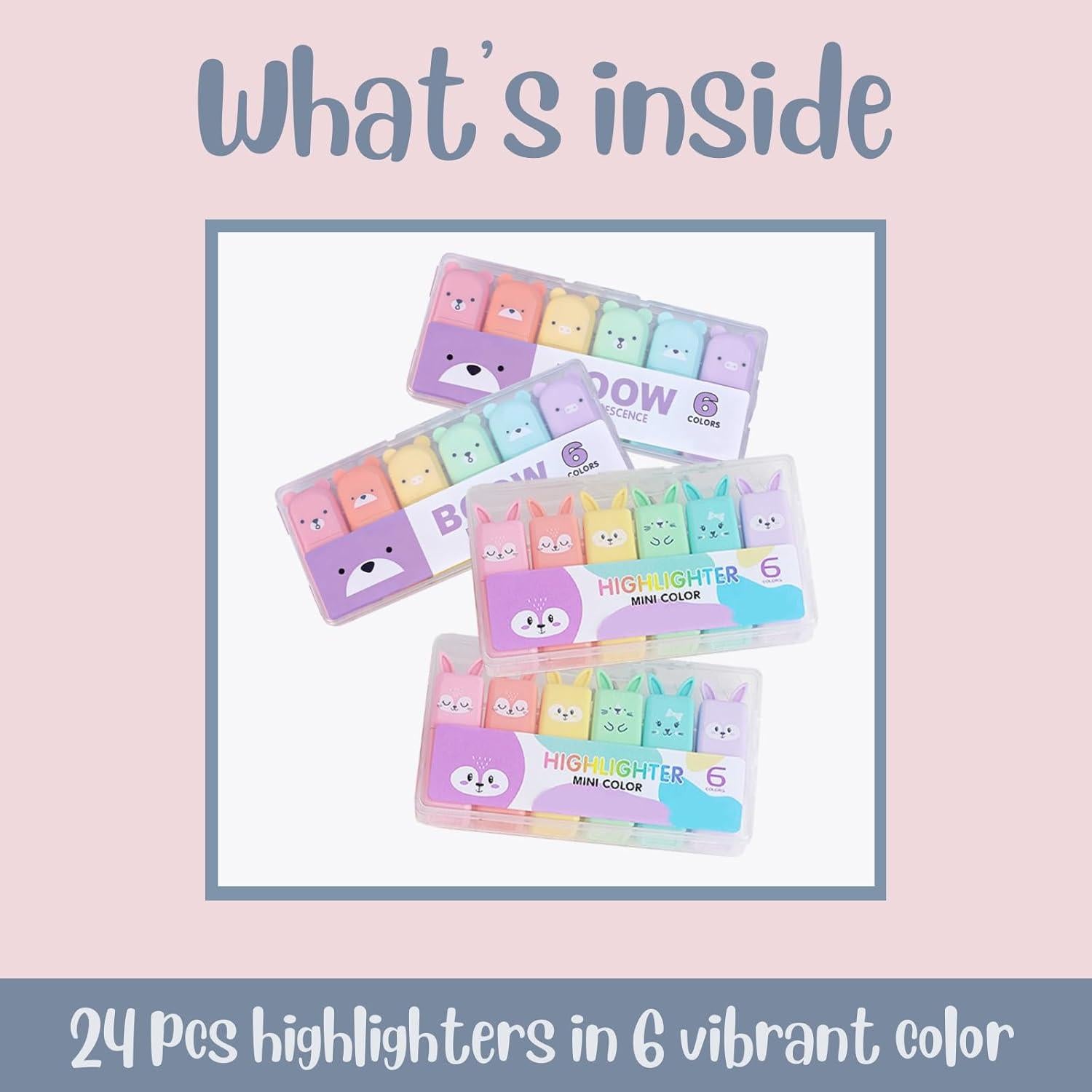 Set de 24 Mini Marcadores Fluorescentes Corbekel Kawaii