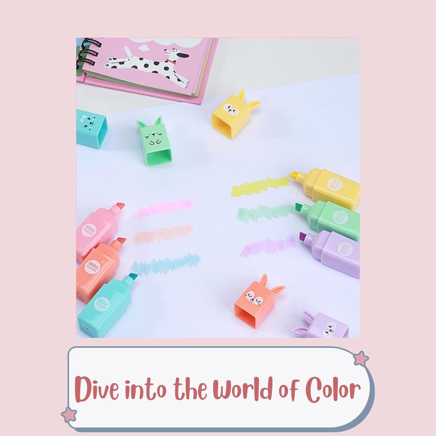 Set de 24 Mini Marcadores Fluorescentes Corbekel Kawaii