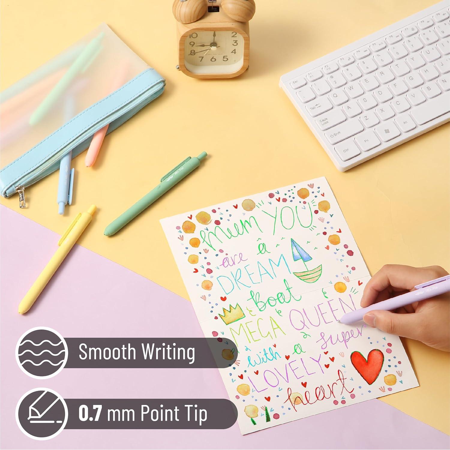 Bolígrafos de Gel Retráctiles Mr. Pen, 10 Colores Pastel, 0.7mm