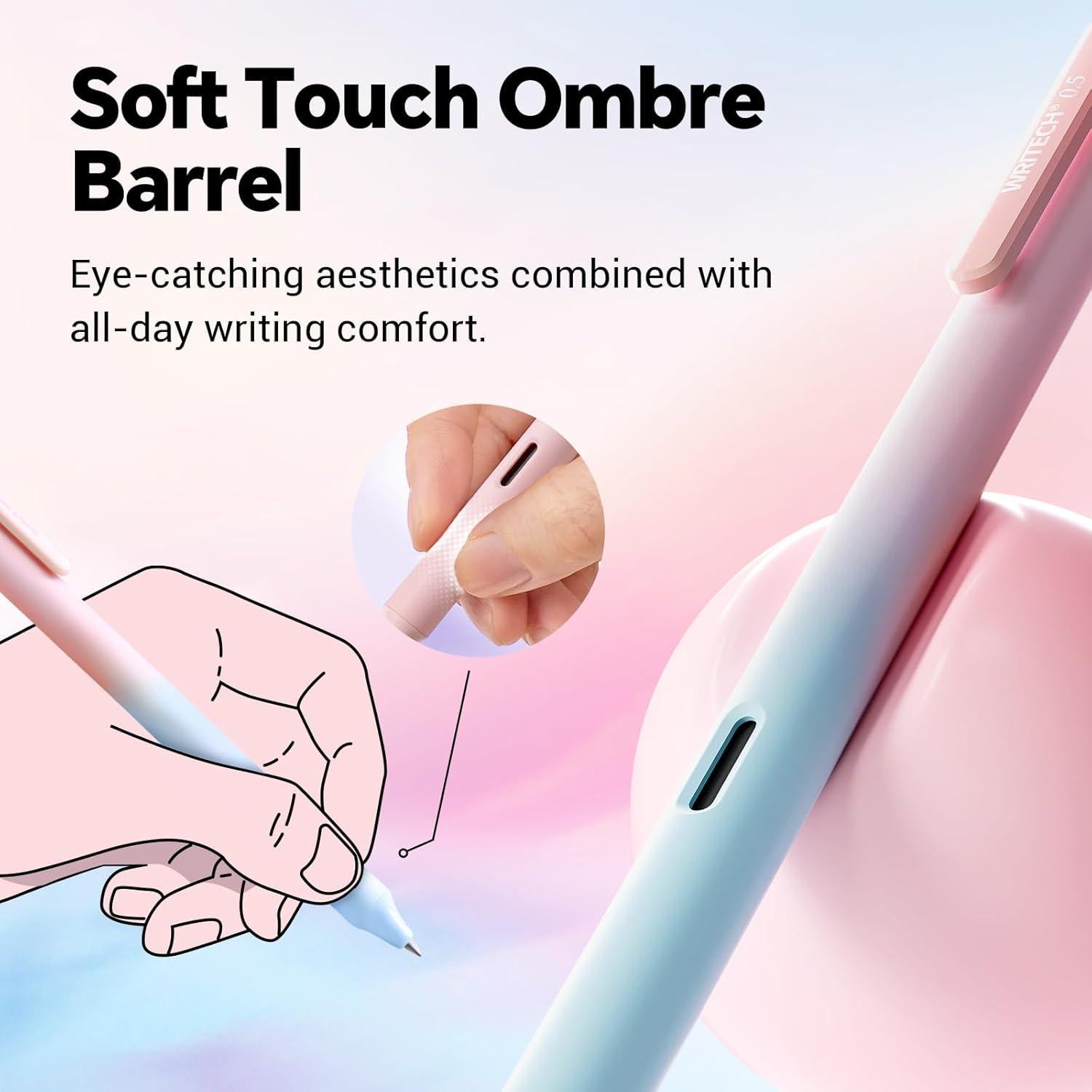 Bolígrafos de Gel Retráctiles Writech 8 Unidades Tinta Negra 0.5mm