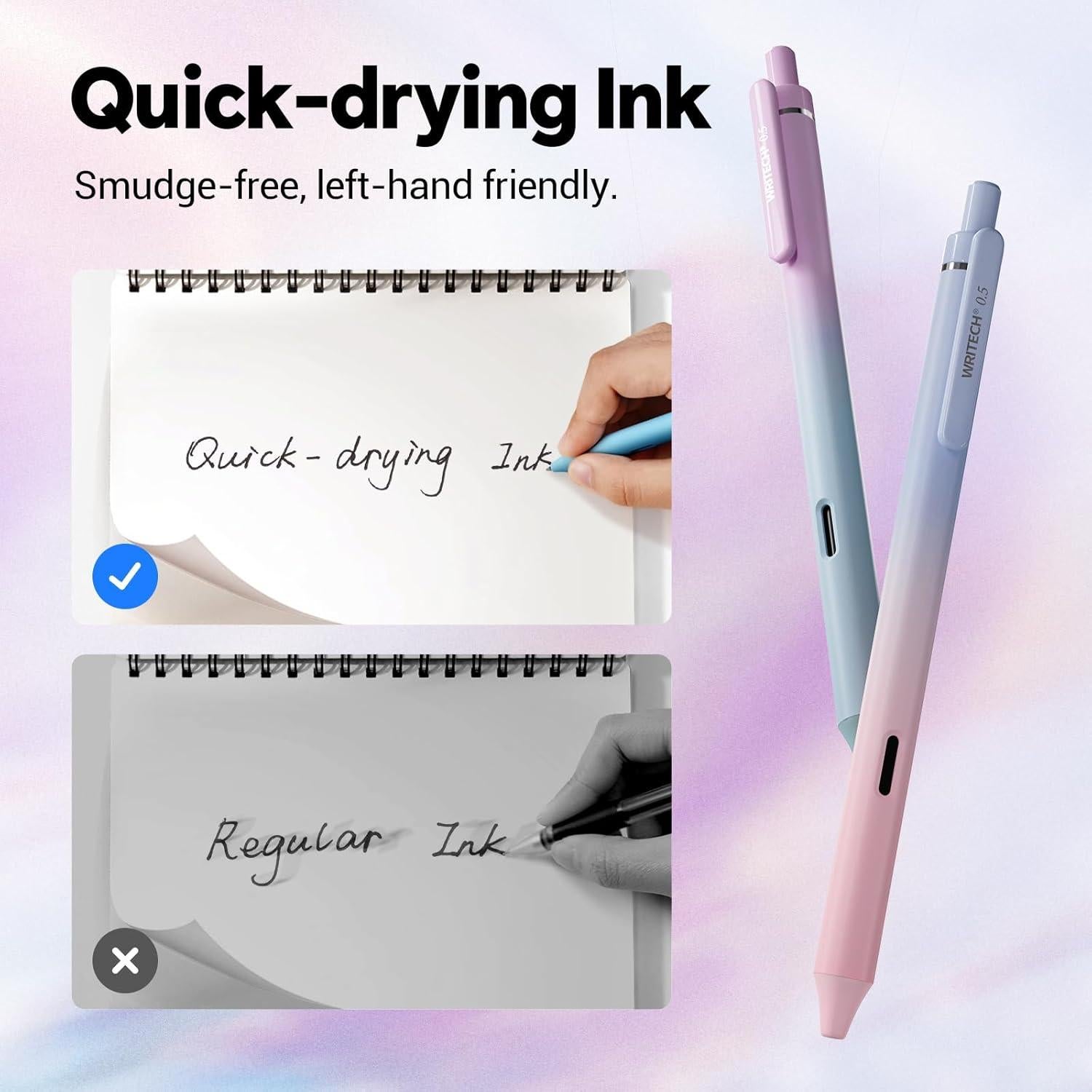 Bolígrafos de Gel Retráctiles Writech 8 Unidades Tinta Negra 0.5mm