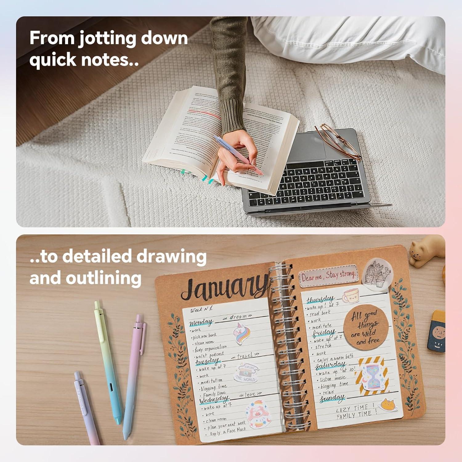 Bolígrafos de Gel Retráctiles Writech 8 Unidades Tinta Negra 0.5mm