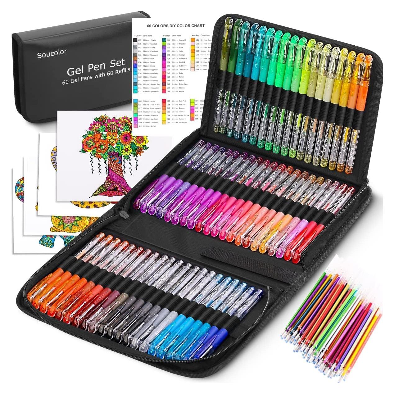 Set de Bolígrafos de Gel Soucolor 120 Piezas para Colorear
