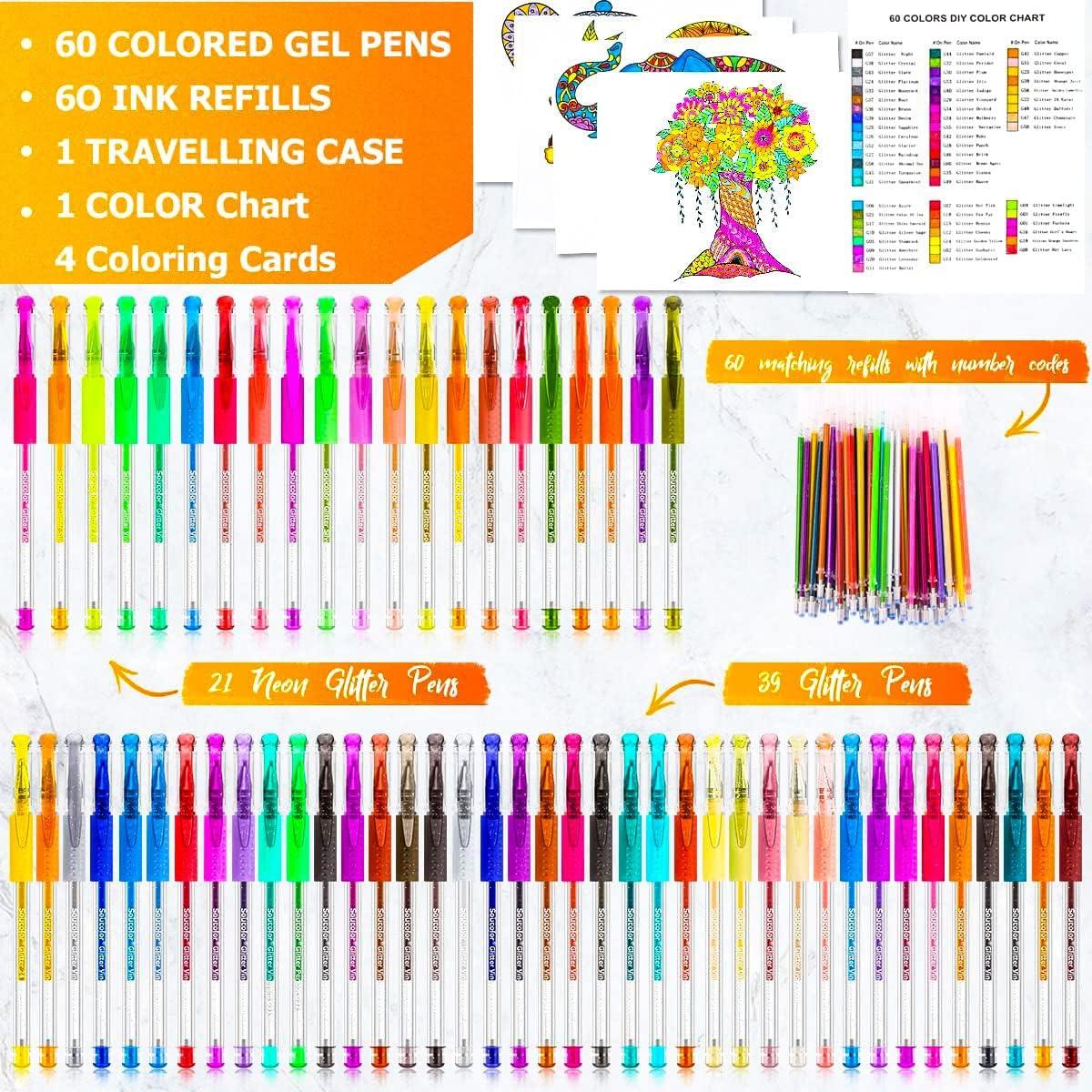 Set de Bolígrafos de Gel Soucolor 120 Piezas para Colorear