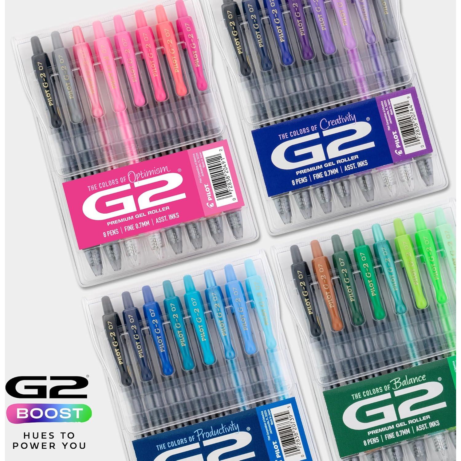 Bolígrafos de Gel Pilot G2 Boost Rosa Variado 0.7 mm - Paquete de 8