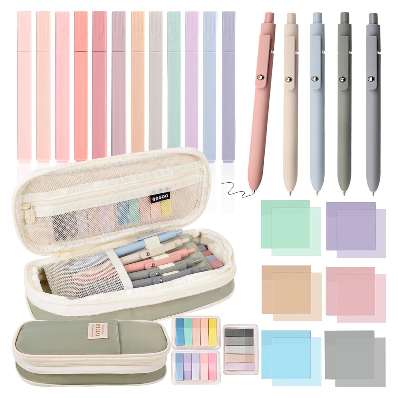 27 Piezas Suministros Escolares ChezMax - Marcadores, Bolígrafos y Estuche