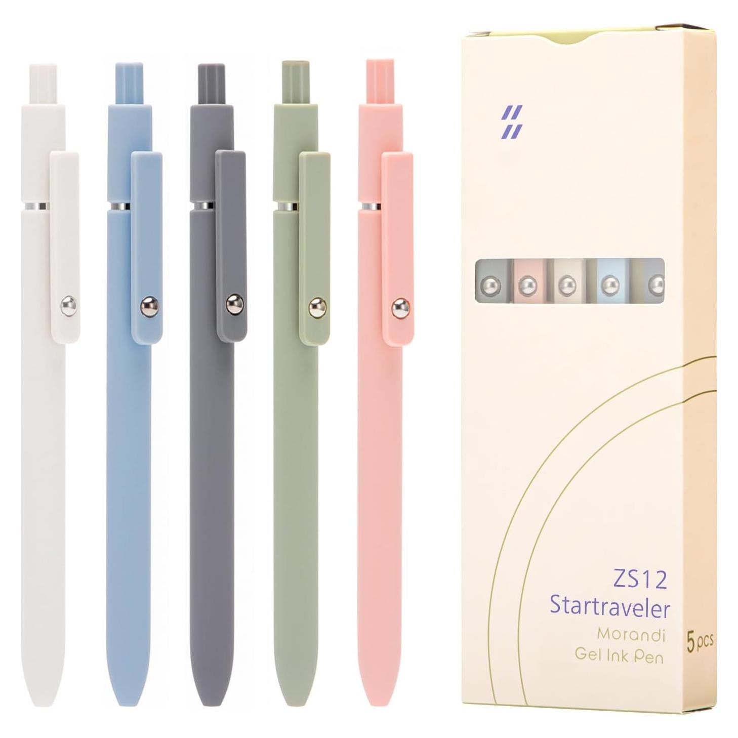 Juego de 5 bolígrafos de gel Wikult Morandi tinta negra 0.5mm