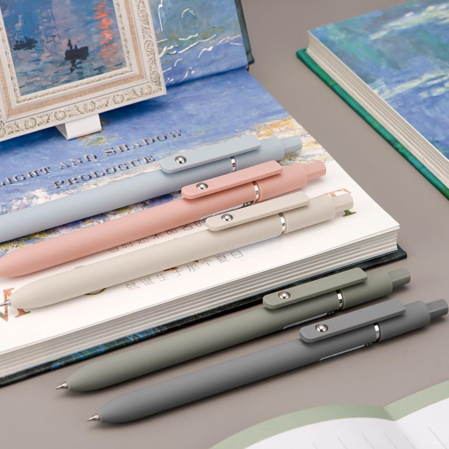 Juego de 5 bolígrafos de gel Wikult Morandi tinta negra 0.5mm