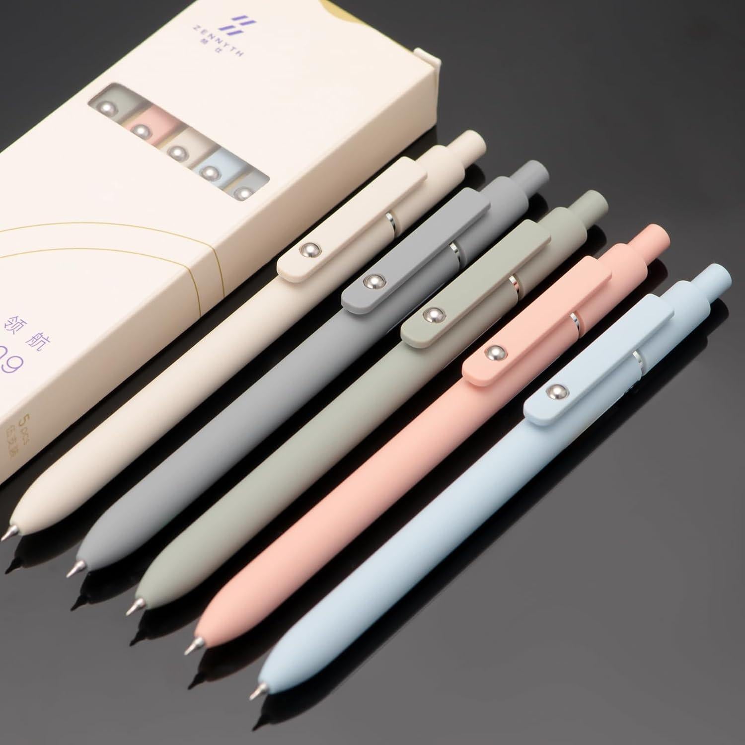 Juego de 5 bolígrafos de gel Wikult Morandi tinta negra 0.5mm