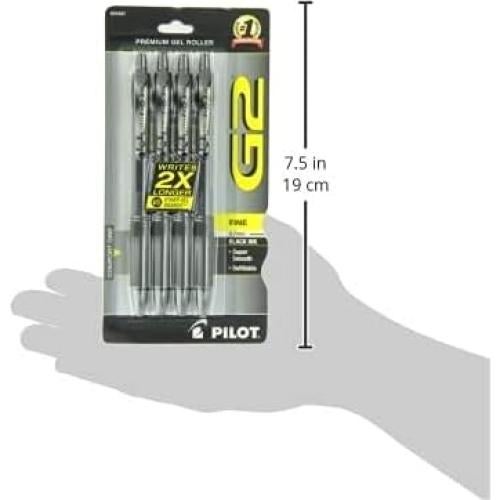 Bolígrafos de Gel Pilot G2 0.7 mm Negros - Paquete de 4