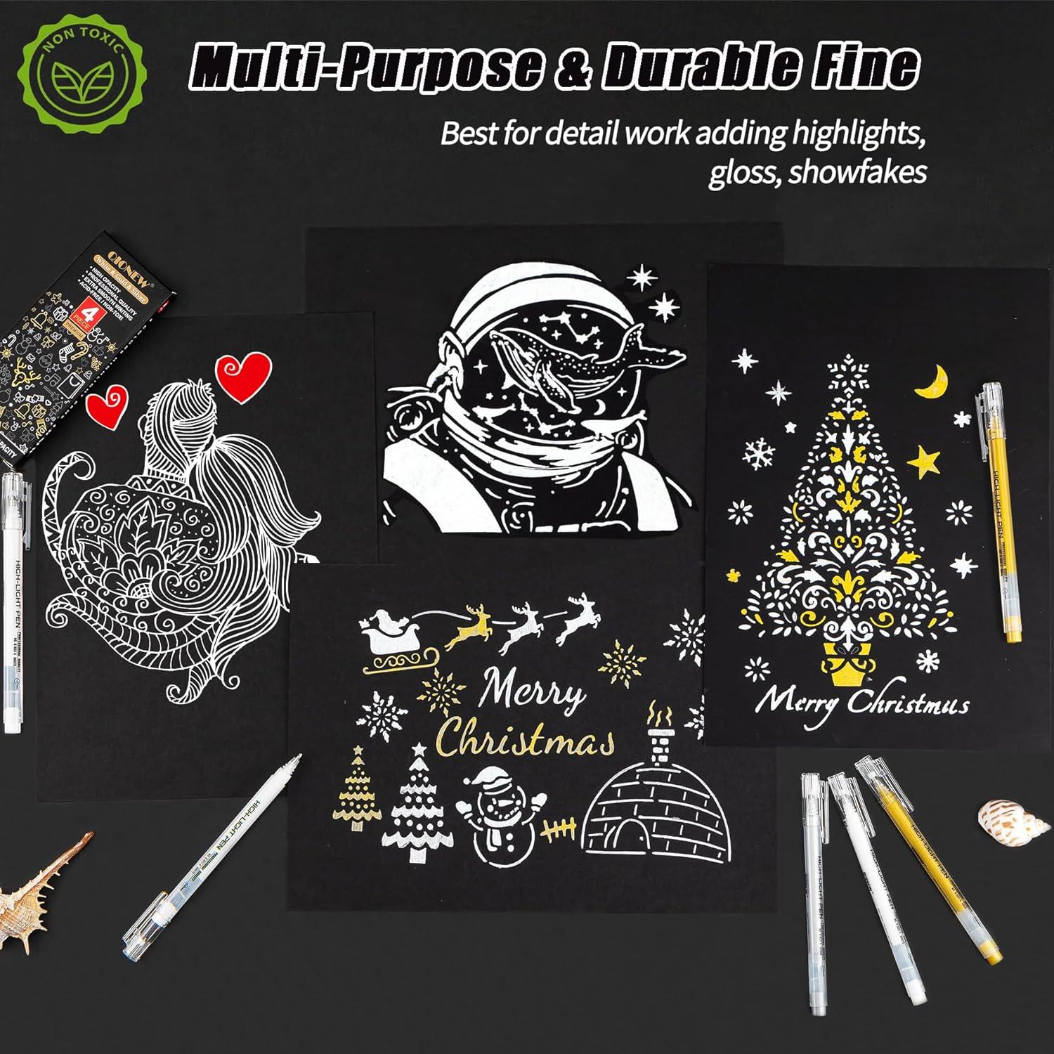 Set de 4 Bolígrafos de Gel Blancos Qionew 1mm Punta Fina