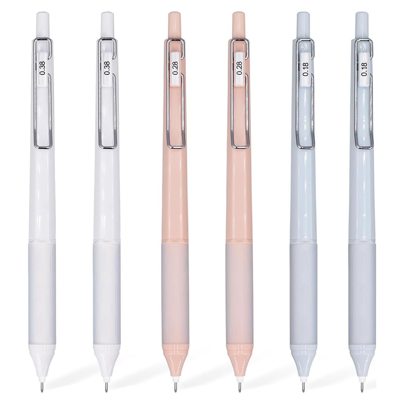 Juego de 6 bolígrafos de gel UPENOTE tinta negra ultra fina