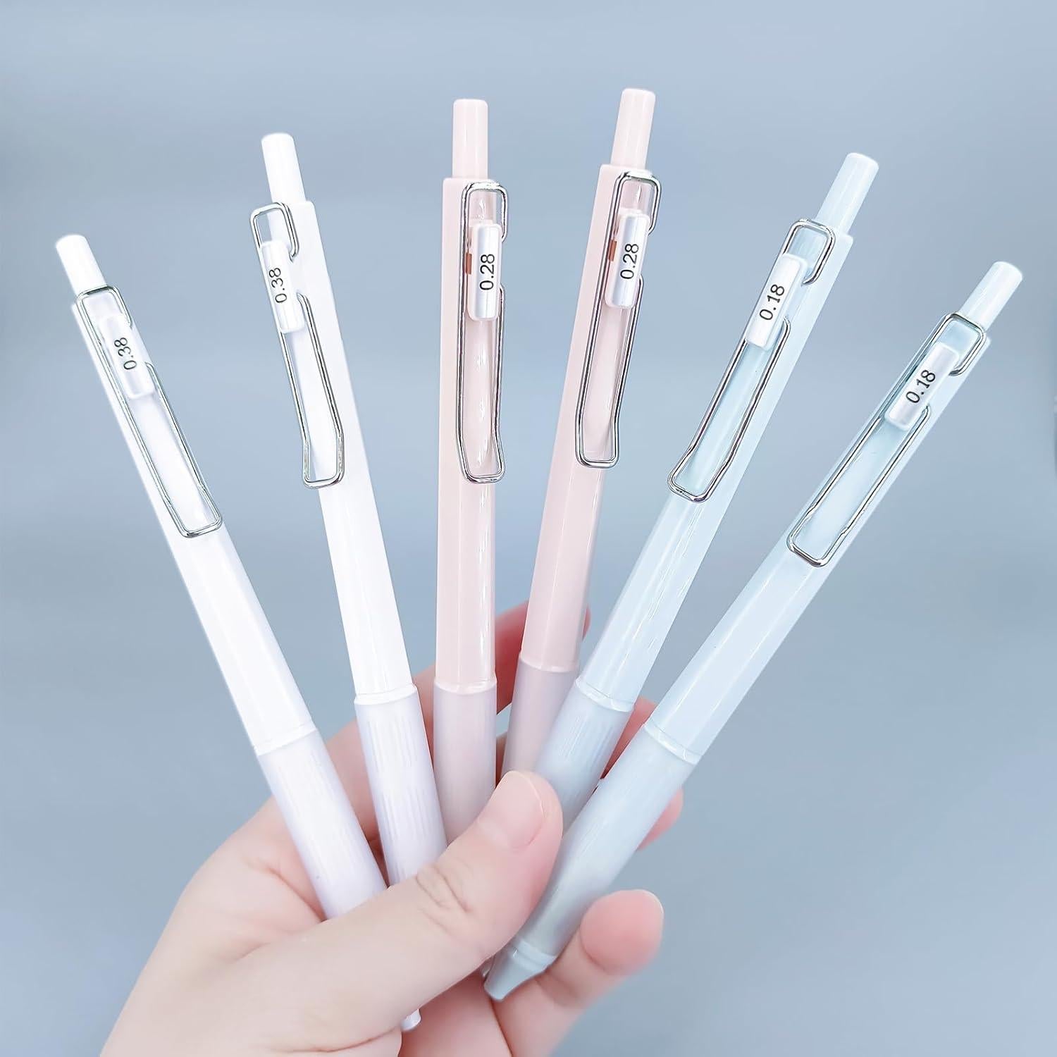 Juego de 6 bolígrafos de gel UPENOTE tinta negra ultra fina