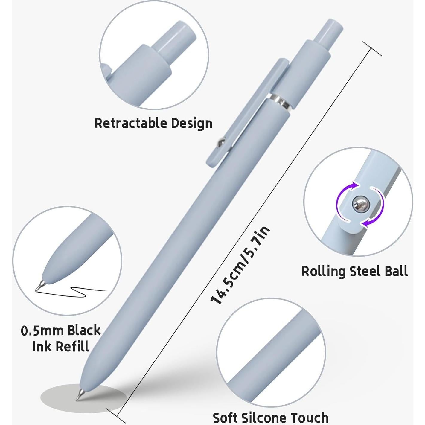 Bolígrafos de Gel UIXJODO 5 Pcs 0.5mm Tinta Negra Suave