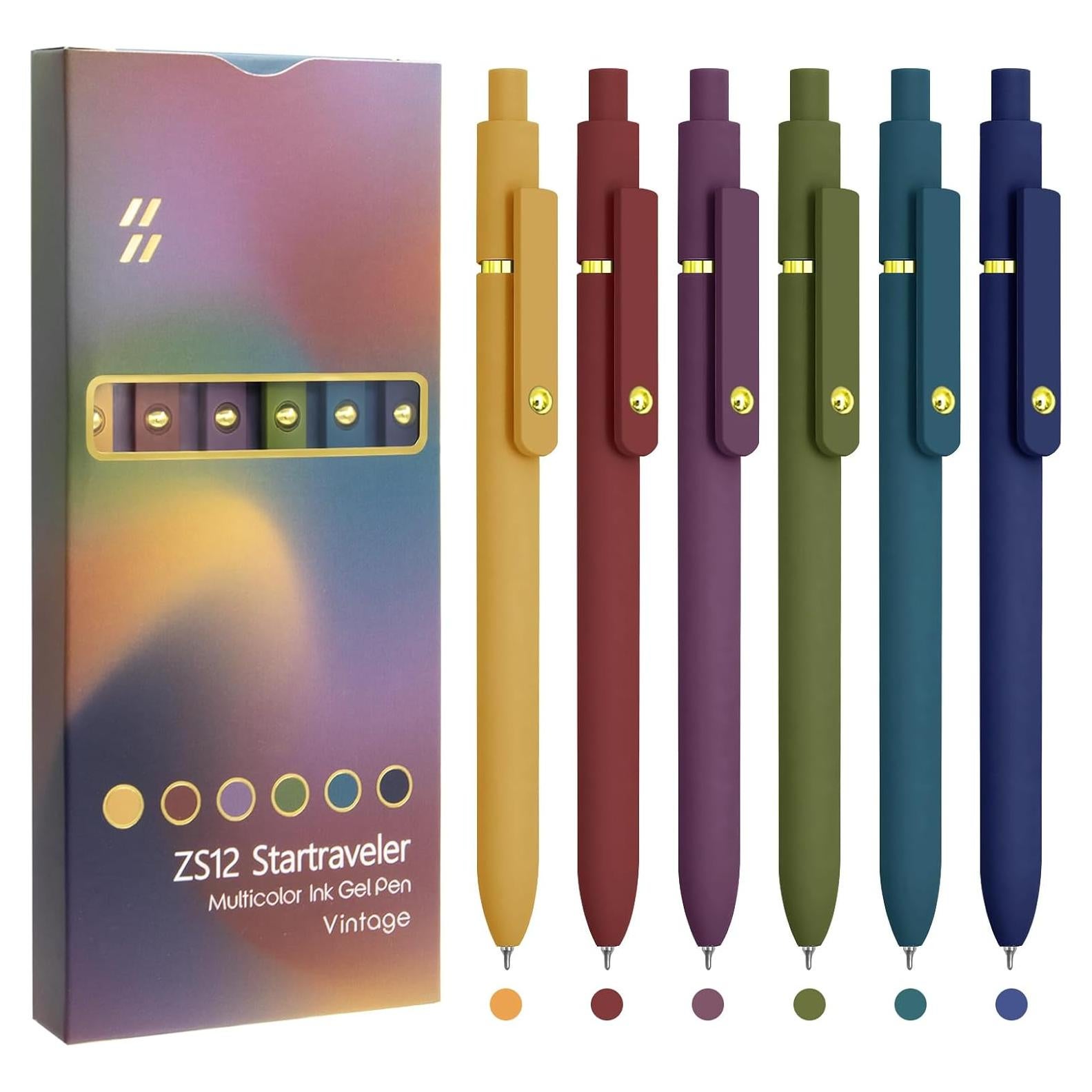 Bolígrafos de Gel UIXJODO 6 Pcs Dorado Vintage 0.5mm