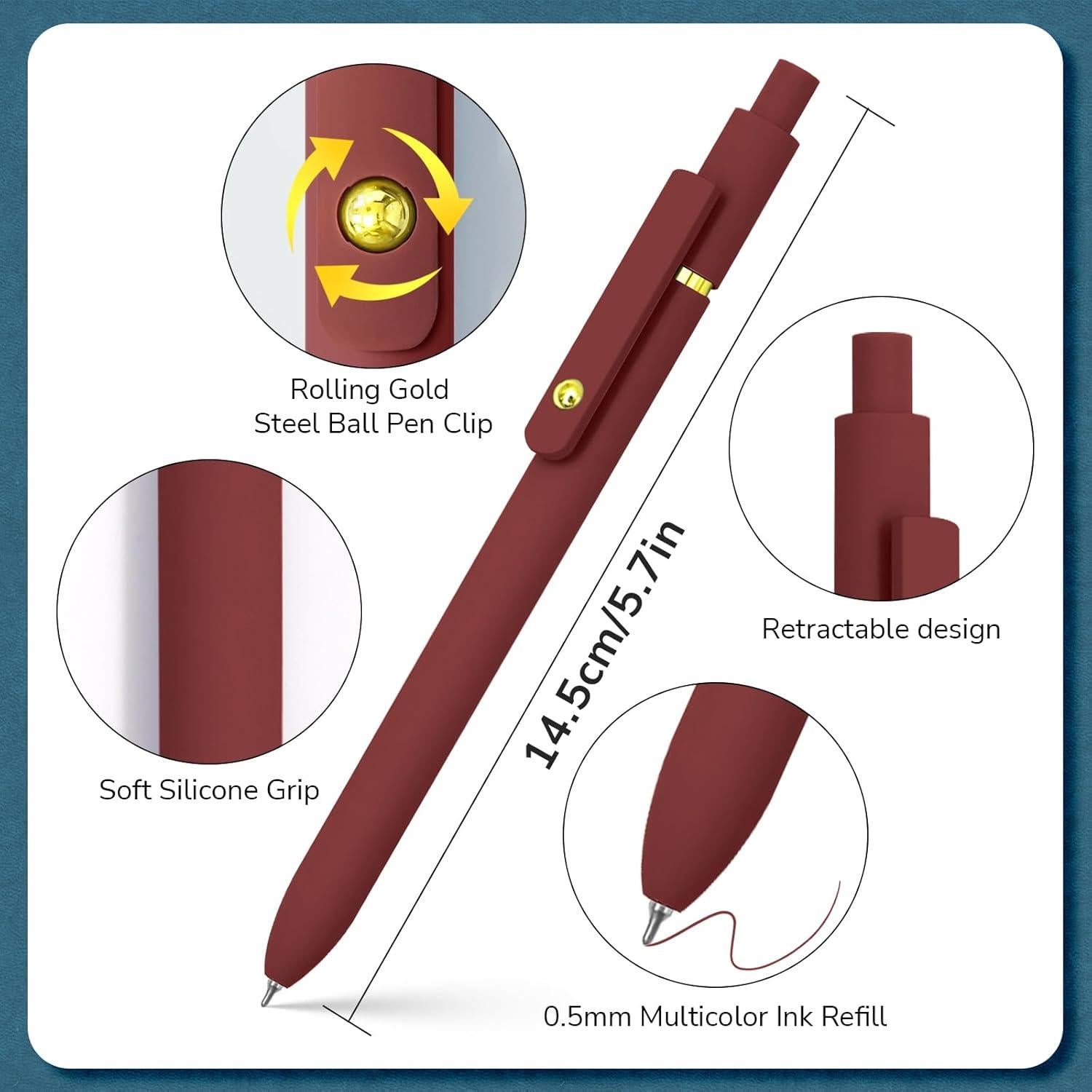 Bolígrafos de Gel UIXJODO 6 Pcs Dorado Vintage 0.5mm