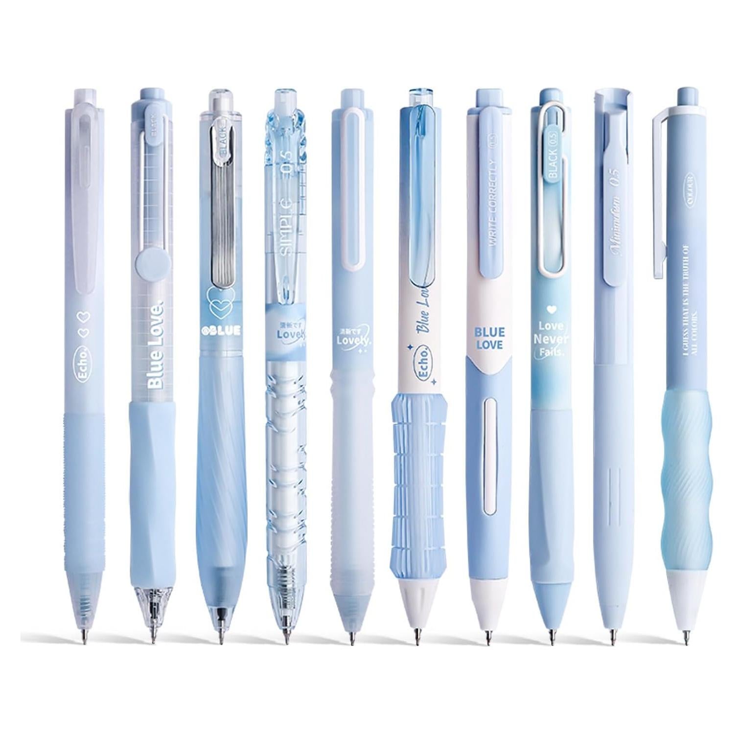 Juego de 10 bolígrafos de gel VideMundi 0.5mm tinta negra